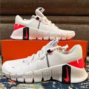 Size 8- Nike Free Metcon 5 “White Bright Crimson”